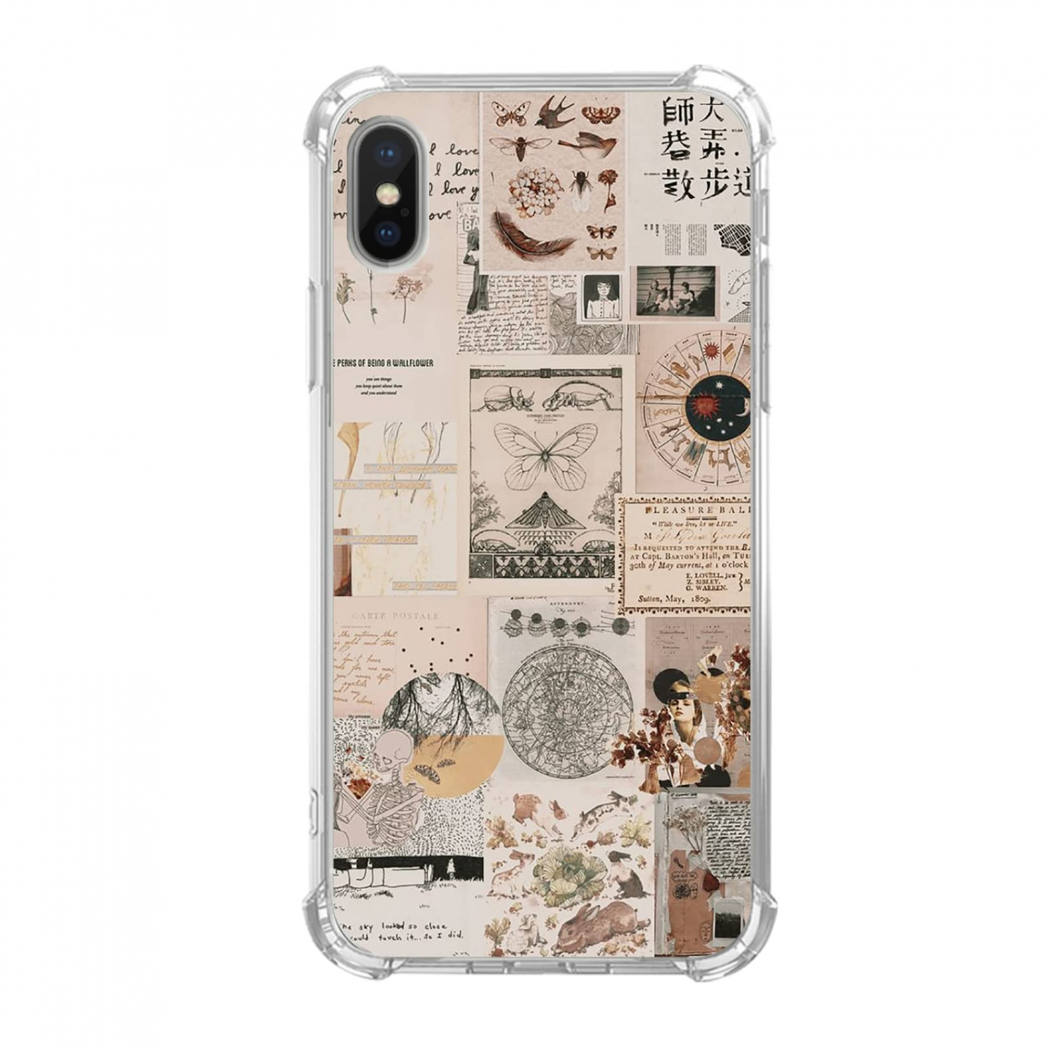 Aesthetic Collage Mobile Phone Case Lifestyle Art for iPhone Xs/iPhone X,  Retro Vintage iPhone Case for Girls Boys Women Men, Unique Trendy TPU  Bumper