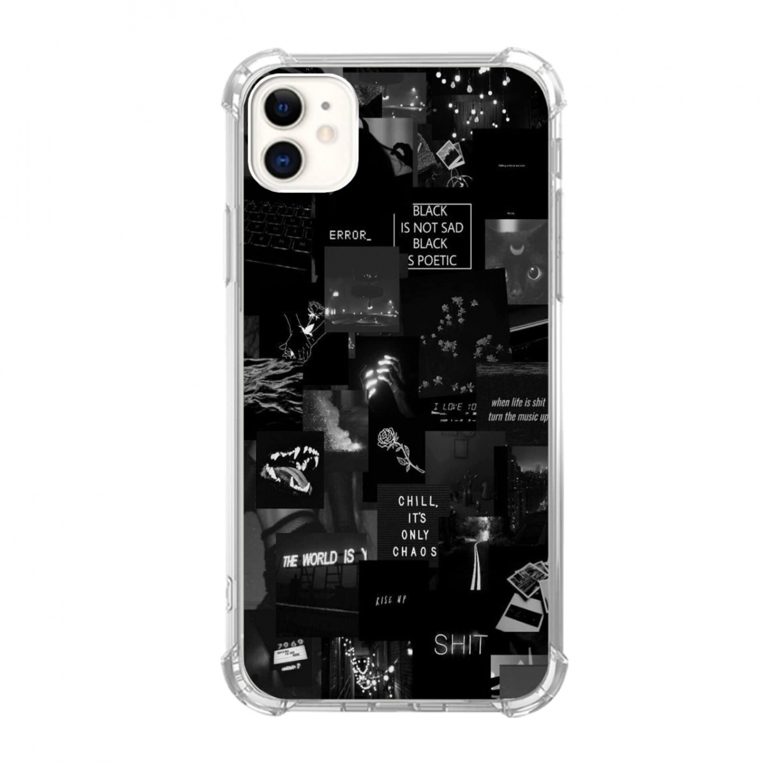 Black Collage Phone Case Dark Aesthetic Cover for iPhone , Cool Aesthetic  Black Collage Case for Girls Boys Women Men, Unique Trendy TPU Bumper