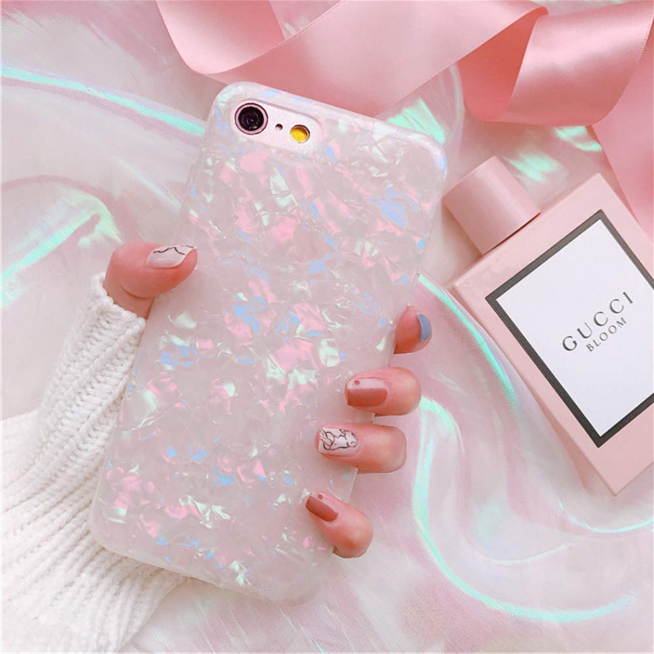 BOFTALE Cute Protective Case for iPhone /iPhone , Girls Women Glitter  Translucent Shell Pattern Design Clear Thin Soft Silicone Rubber TPU Mobile