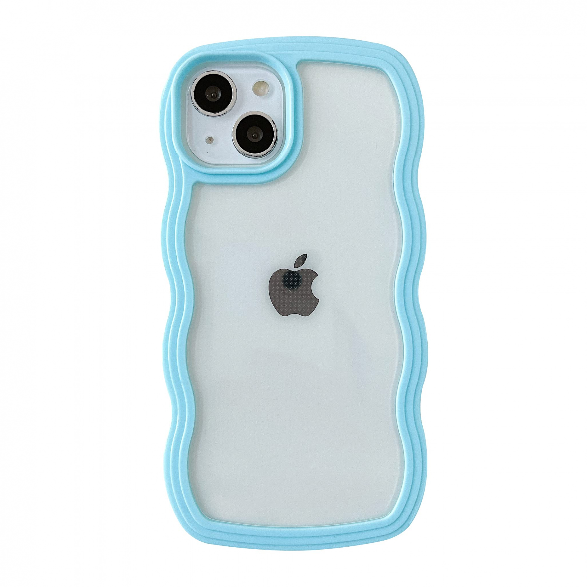 Caseative Cute Curly Wave Frame Shape Shockproof Soft Compatible with  iPhone Case (Blue, iPhone )