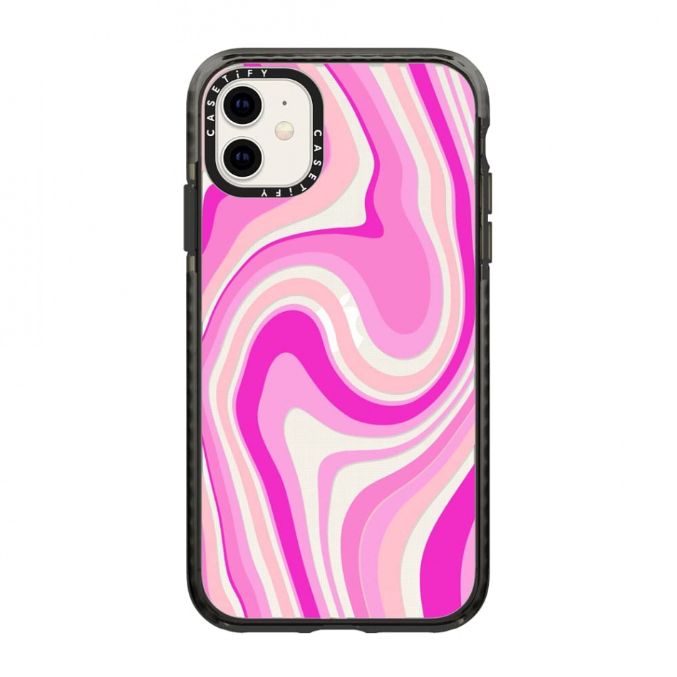 CASETiFY Impact Case für iPhone  - Pink Swirls - Clear Black