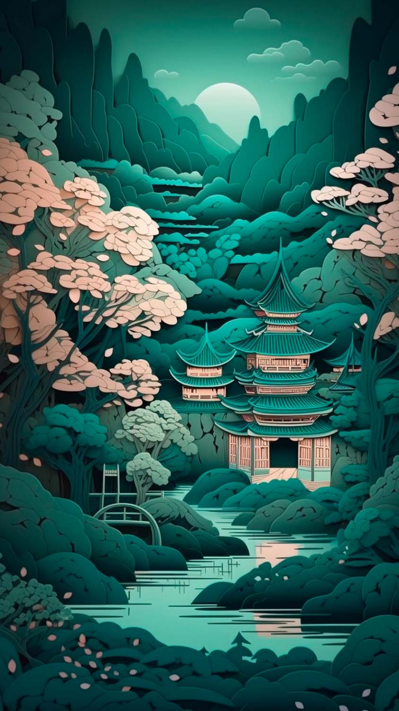 D Painting Japan Village IPhone Wallpaper HD - IPhone Wallpapers