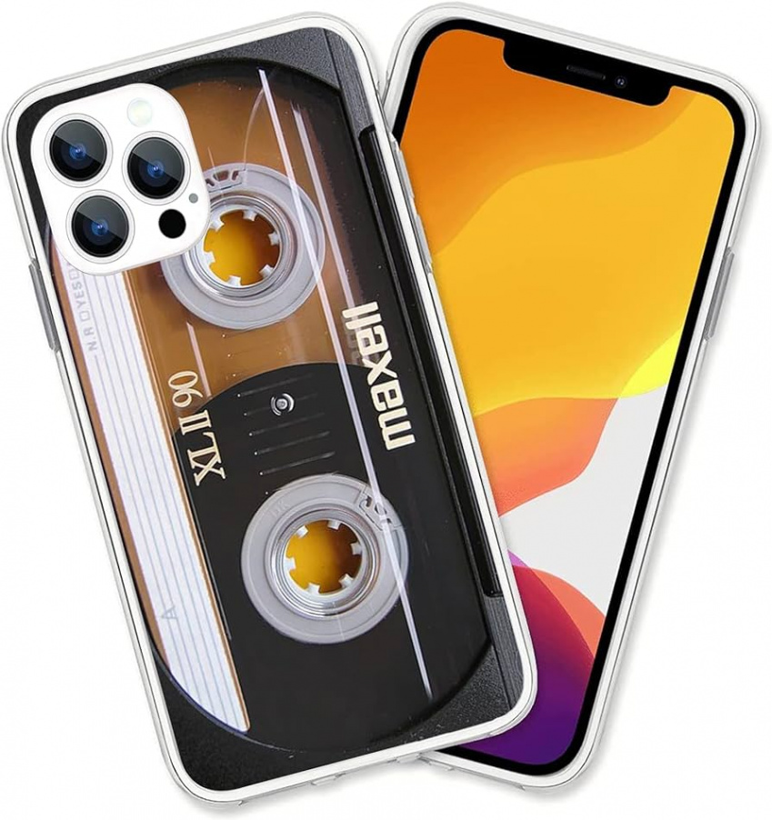 Design for iPhone  Pro Max, Vintage s s Retro Music Cassette Mixtape  iPhone Case Protection Shockproof TPU Clear Case Cover for Men & Women