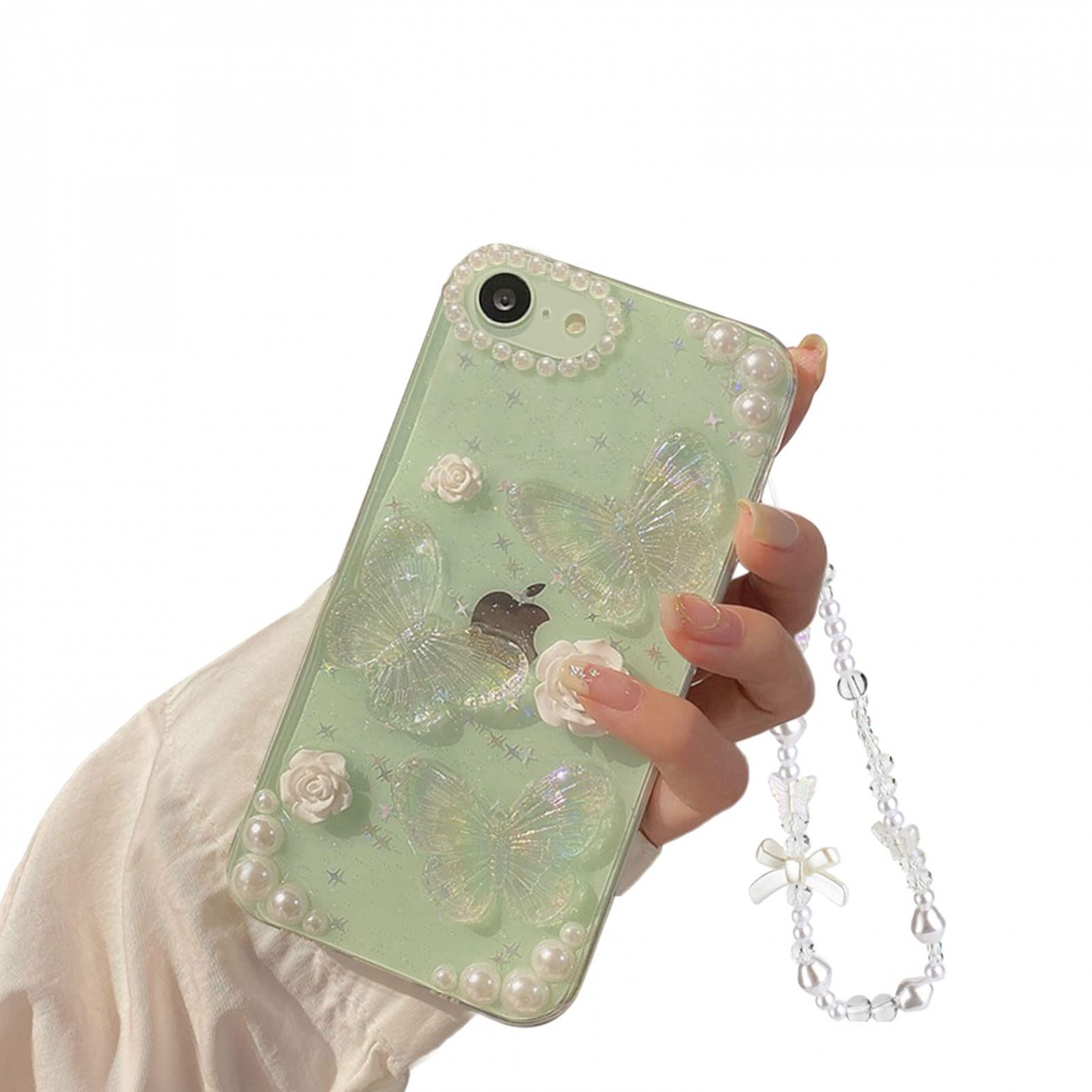 Fycyko Compatible with iPhone //SE, D Butterfly Floral Clear