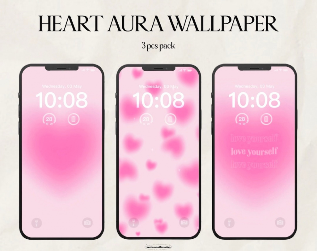 Hearts iPhone Wallpapers Aura Heart Blurred Gradient - Etsy