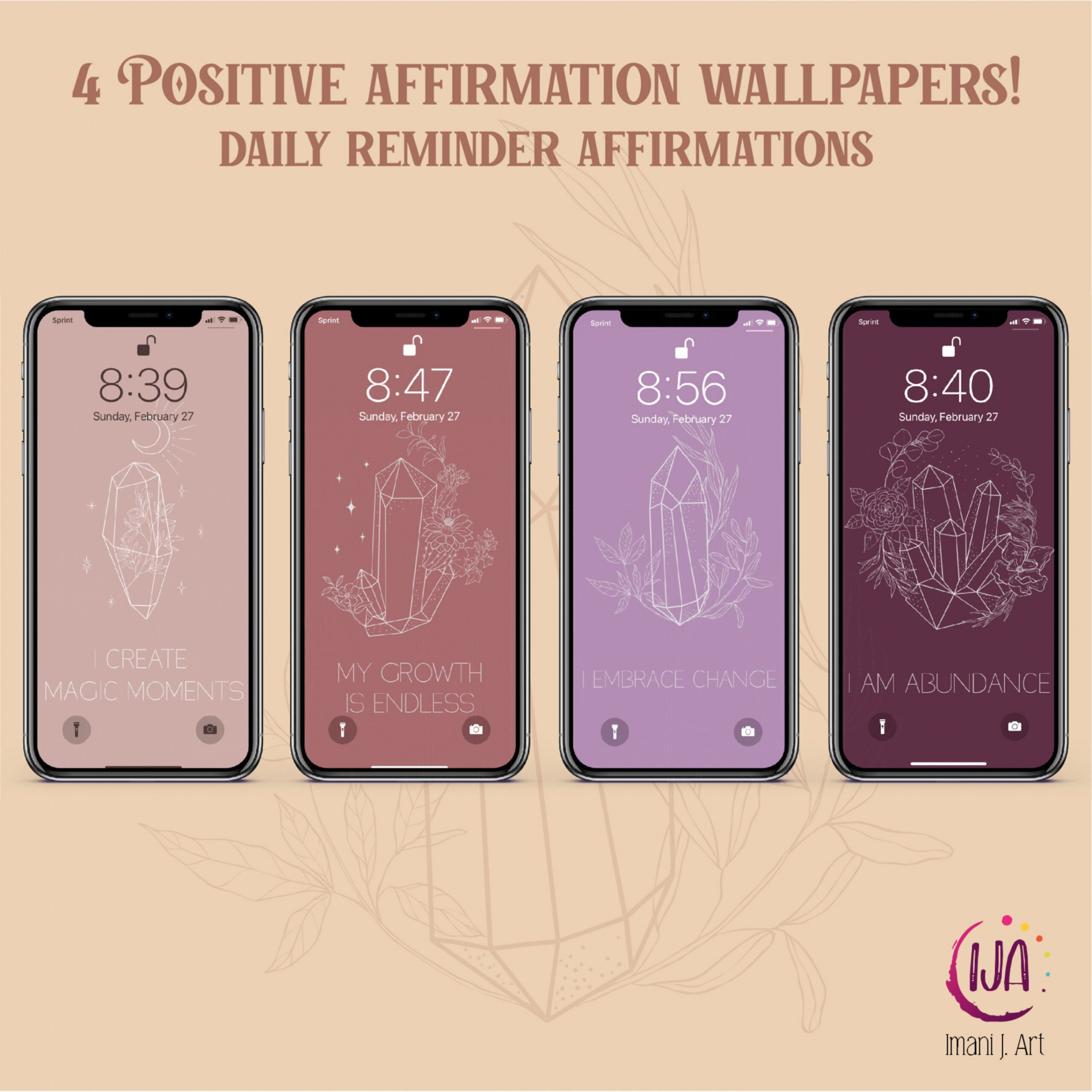 iPhone Boho Affirmation Wallpaper Design Manifest Mantras - Etsy