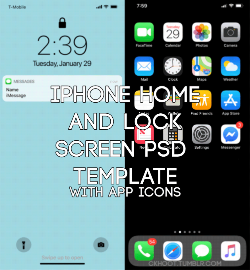 iPhone Home and Lock Screen PSD Template by ckhoot on DeviantArt