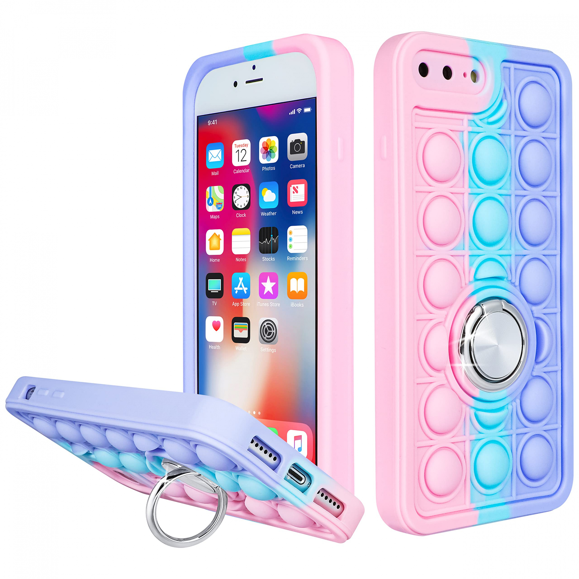 Joyleop iPhone  Plus/ Plus Case, Silicone Cute Cute Fashion Girls Women  Aesthetic with Metal Ring Buckle for iPhone  Plus/ Plus