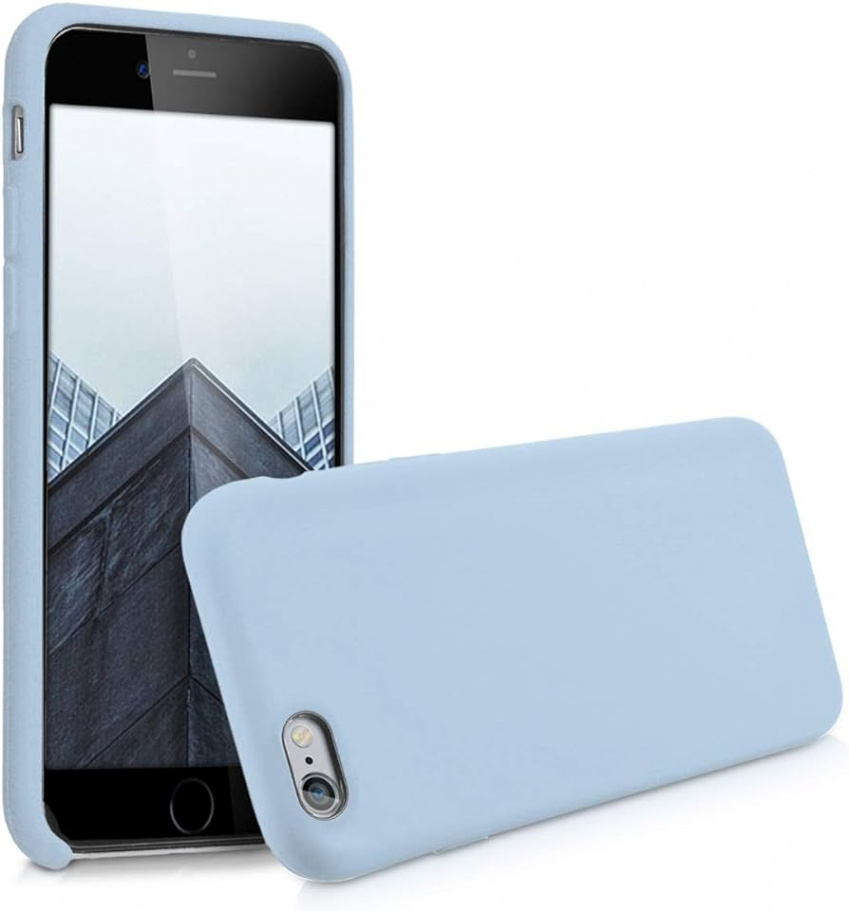 kwmobile Hülle kompatibel mit Apple iPhone  / S Hülle - Silikon Handy  Case - Handyhülle weiche Oberfläche - kabelloses Laden - Hellblau matt