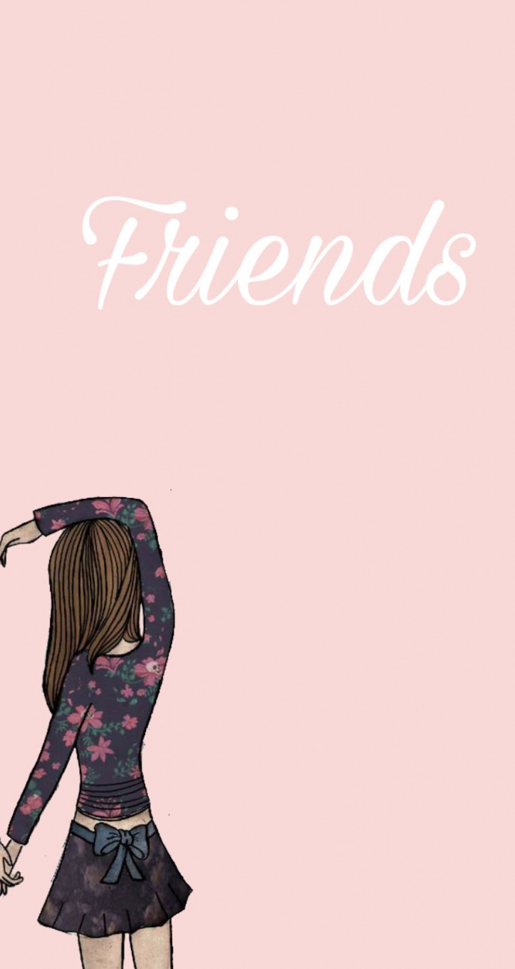 Other half of the best friends cute pink wallpaper for iPhone