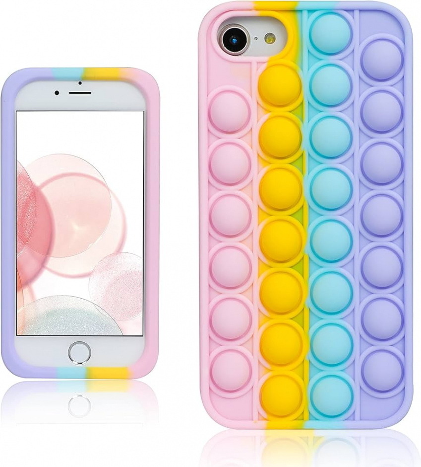 Qerrassa Colour Bubble Silicone Case for iPhone /S/C, Fun Design Mobile  Phone Case, Fidget for Children, Girls, Boys, Protection, Ultra Thin,