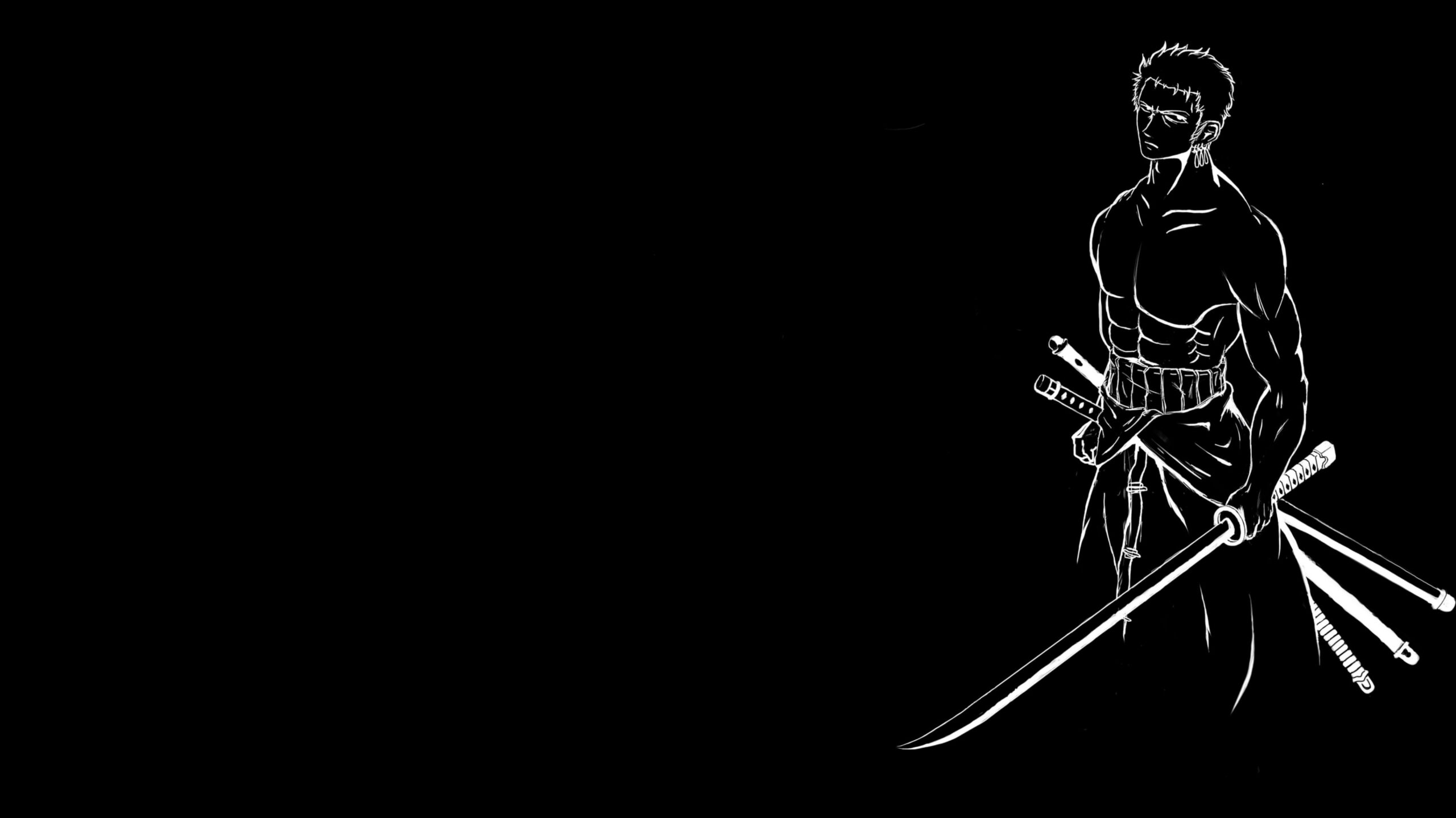 Wallpaper One Piece, Black And White, Roronoa Zoro x