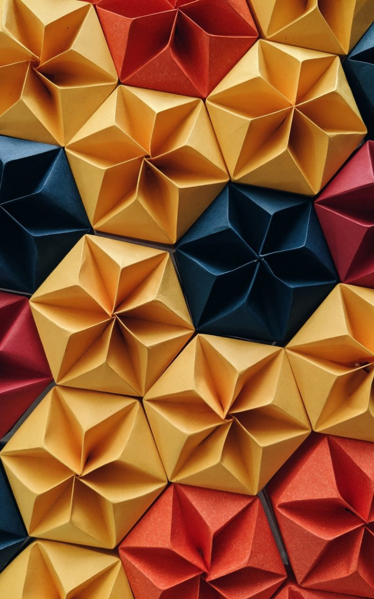 Wallpaper paper origami colorful shapes  窓アート, スマホ 背景