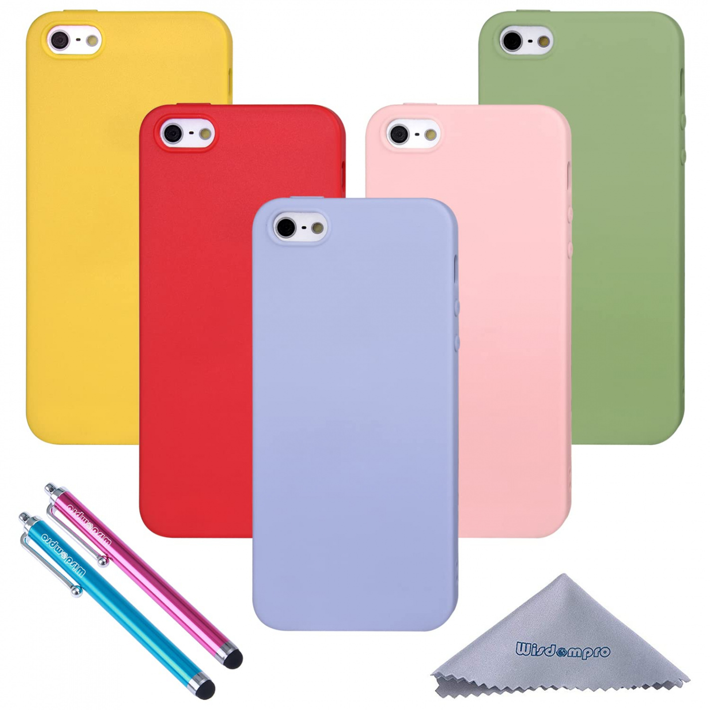 wisdompro iPhone s  Pack Bundle Colorful Soft TPU Gel Case - Candy Colors  (Green, Purple, Pink, Yellow, Red)