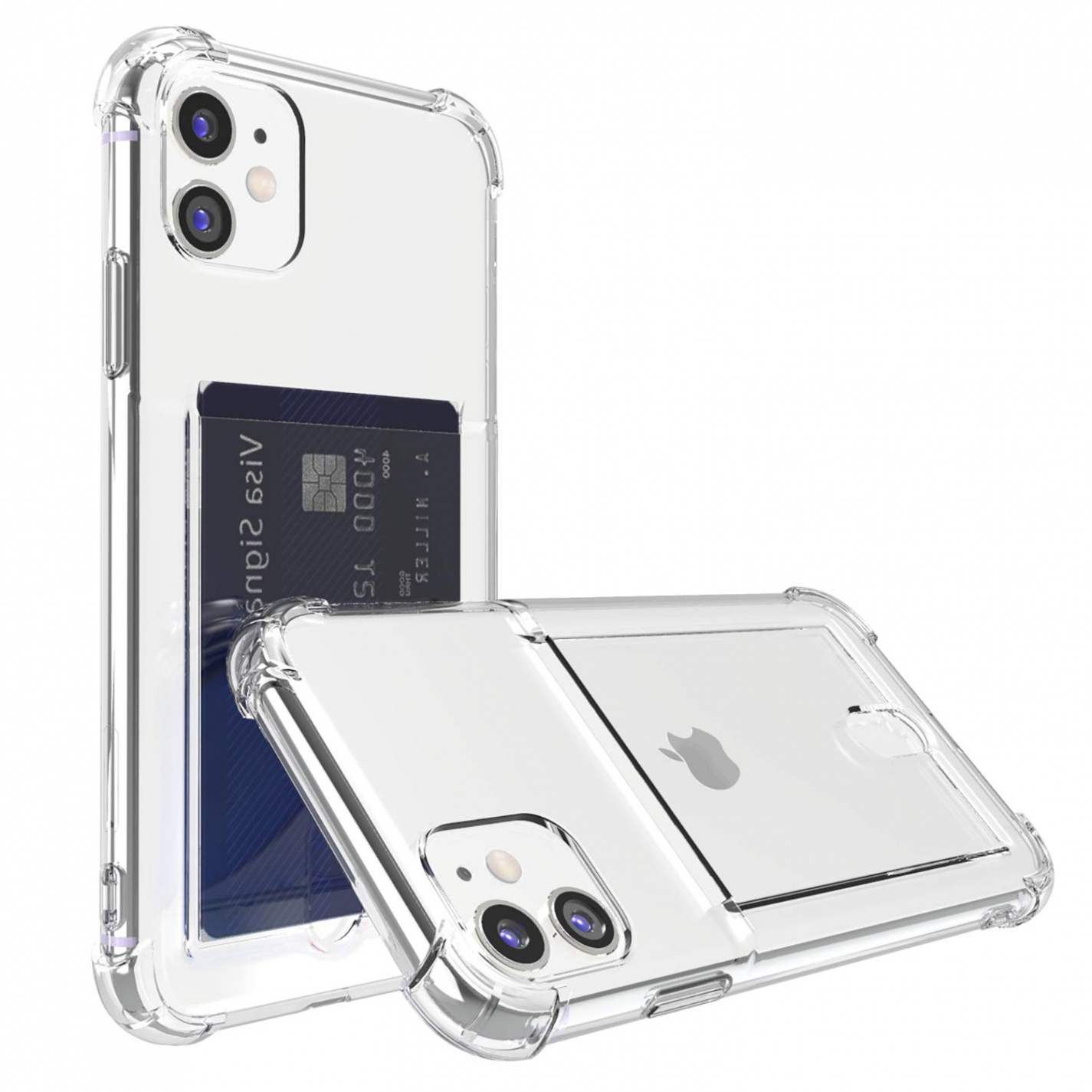 ANHONG Upgrade iPhone  Clear Case with Card Holder, Protective Soft TPU  Shock Absorbing Bumper Wallet Case for iPhone