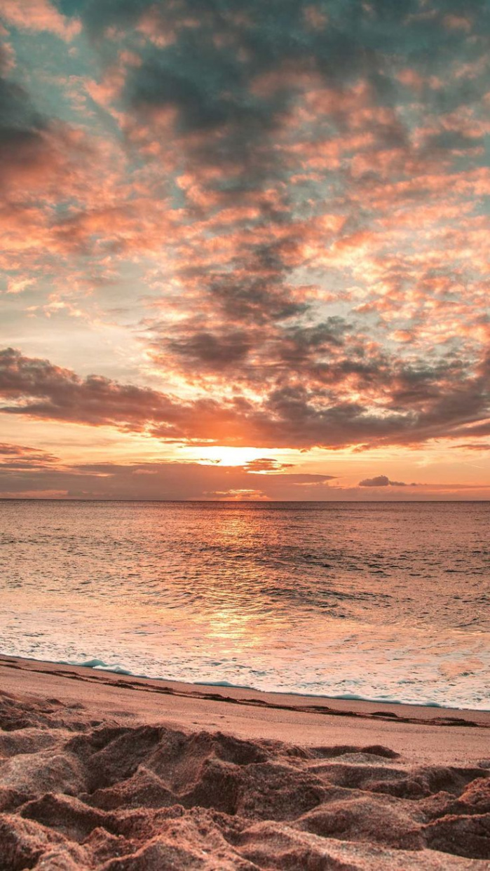 Beach sunset iphone wallpaper HD  sky clouds sand waves