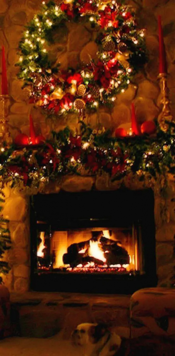 Christmas fireplace wallpaper by Maria_Grueva - Download on ZEDGE