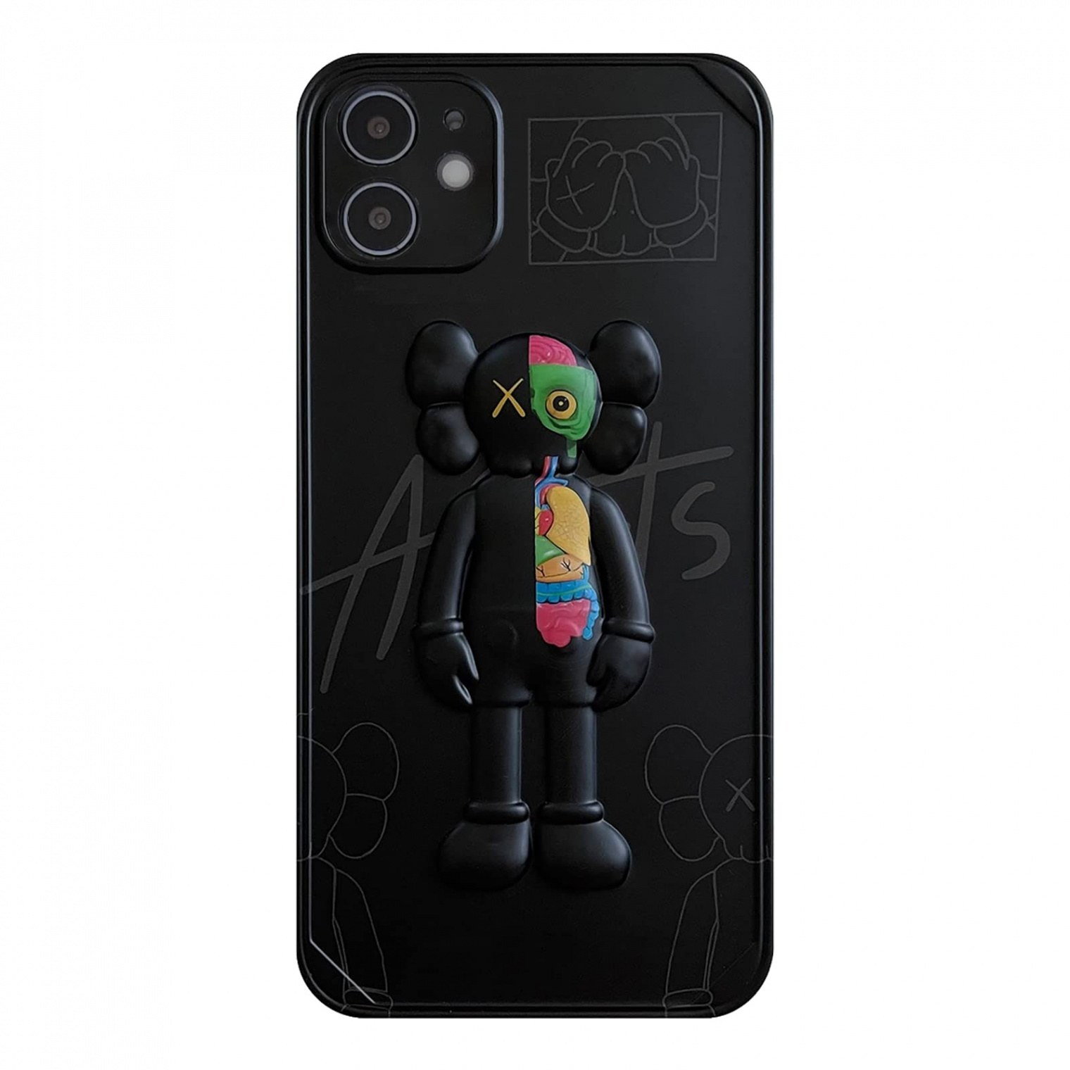 Cool iPhone  Case for Boys Men, Kawaii D Cartoon Street Fashion  Shockproof Protection TPU and IMD Protective Designer Case for iPhone  -  Black