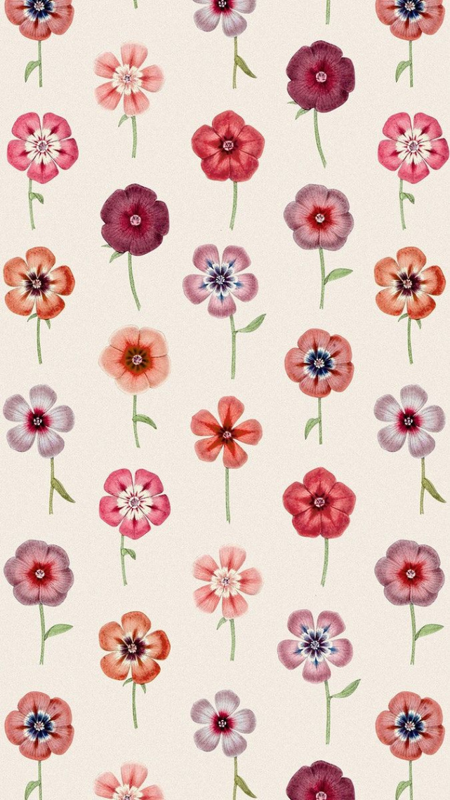 Cute flower pattern mobile wallpaper, vintage botanical background