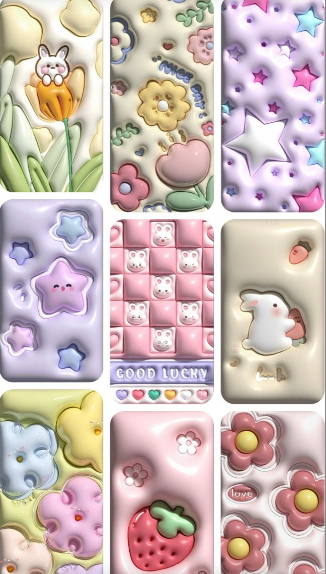 Kawaii d soft foam collage wallpaper for iphone in 202