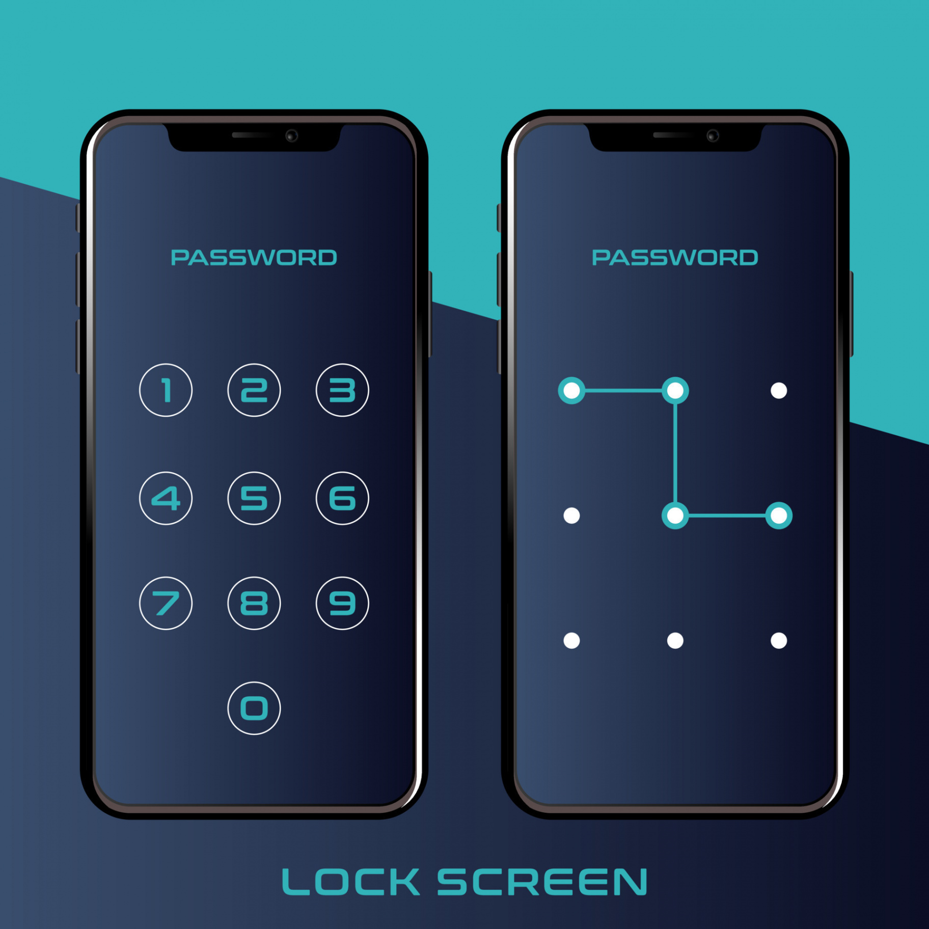 Lock screen smartphone interface template  Vector Art at