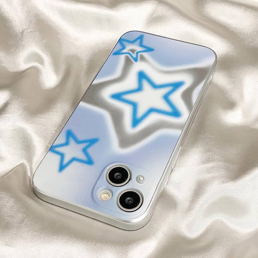 NOHHROY Star Phone Case YK Luxury Blue Cute Stars Electroplate Aesthetic  Design for Women Girls Protective Phone Cover (Blue, iPhone )