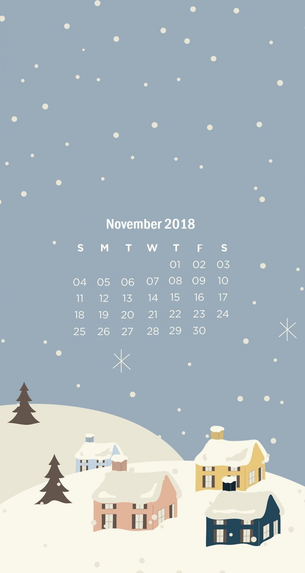 Snow Time November  iPhone Calendar Wallpaper  Hintergrund