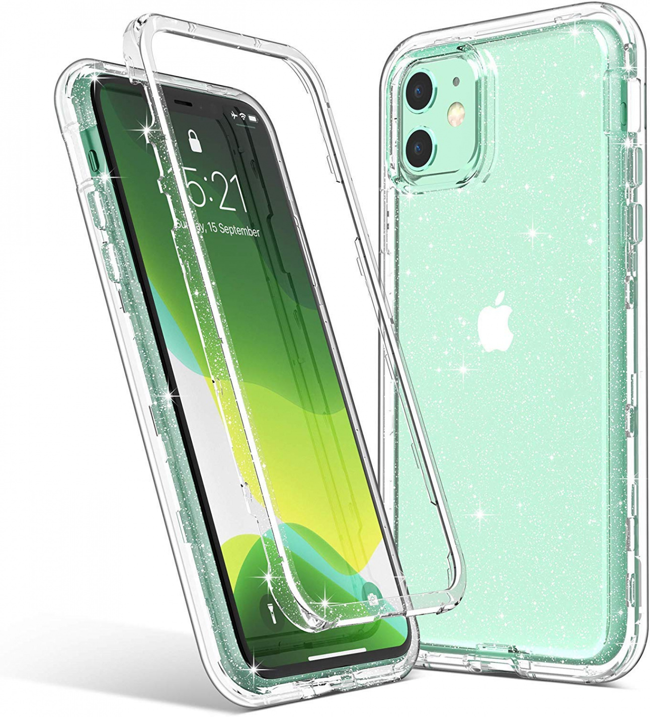 ULAK Handyhülle für iPhone  Hülle Glitzer Durchsichtig Schutzhülle TPU  Bumper Transparent Stoßfest Case Cover für iPhone  , Zoll -  Durchsichtig