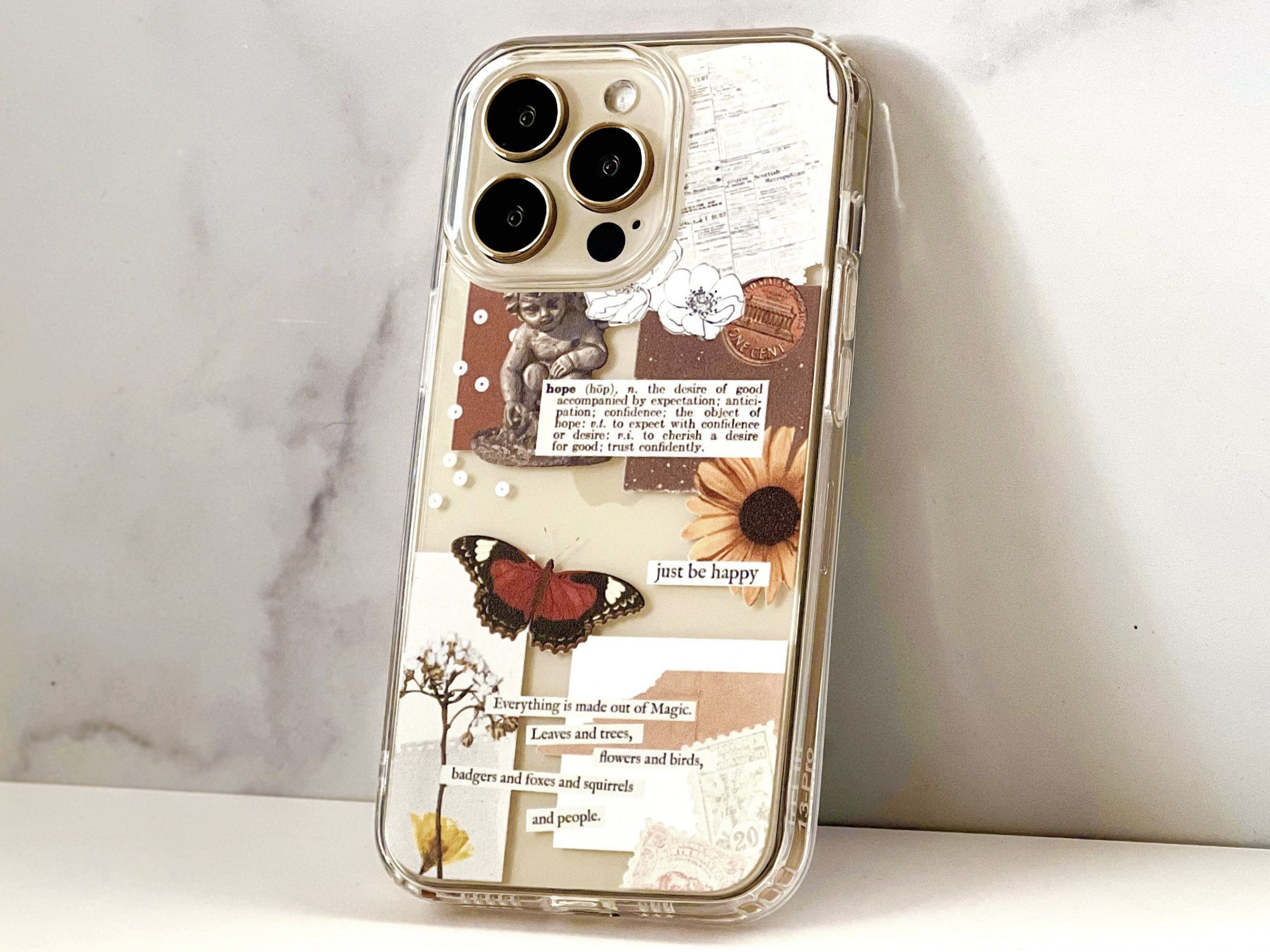 Be Happy Aesthetic Collage Clear Phone Case For iPhone