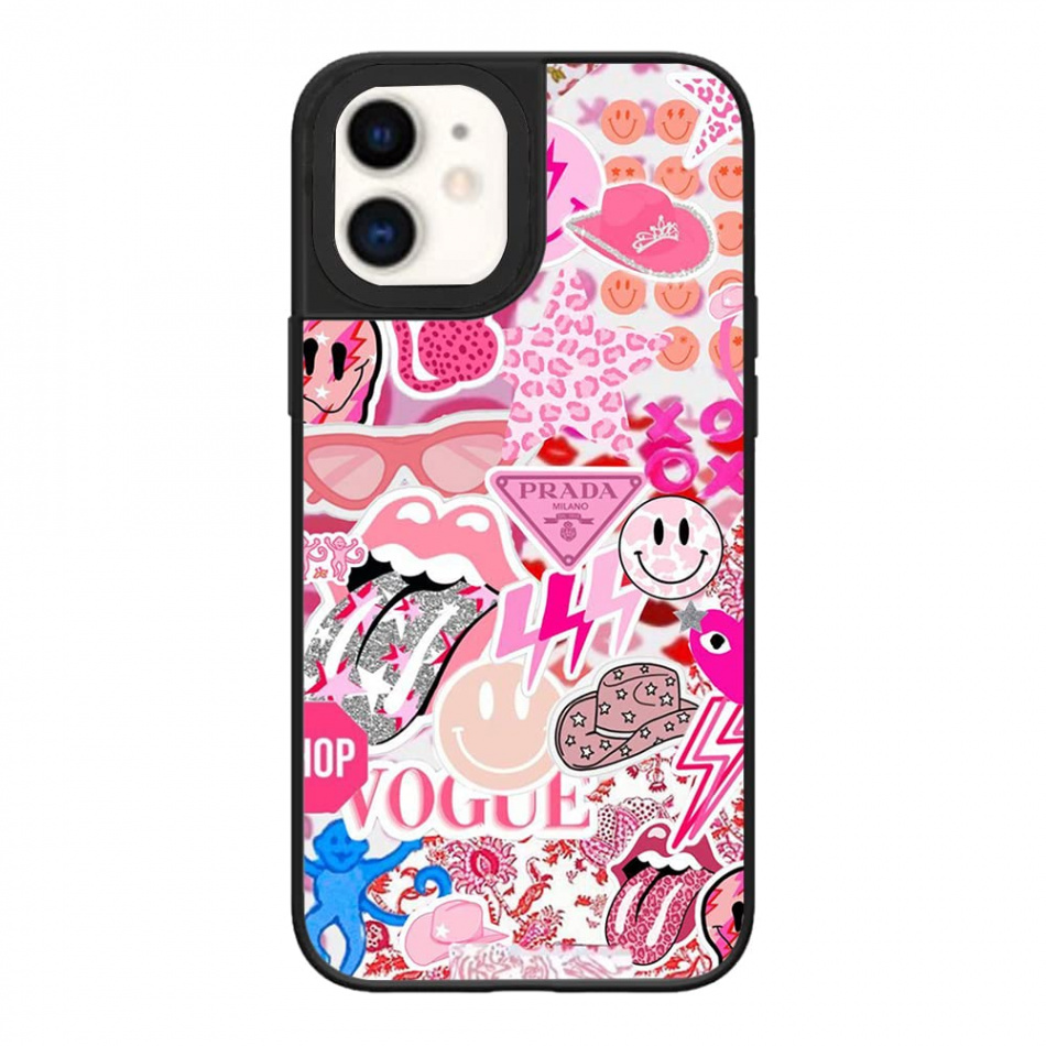 Ehreus Preppy Pink Handyhülle für iPhone , Hippie Collage Muster iPhone   Hülle für Frauen Mädchen Niedlich Cool Ästhetik Stoßdämpfende  Schutzhülle