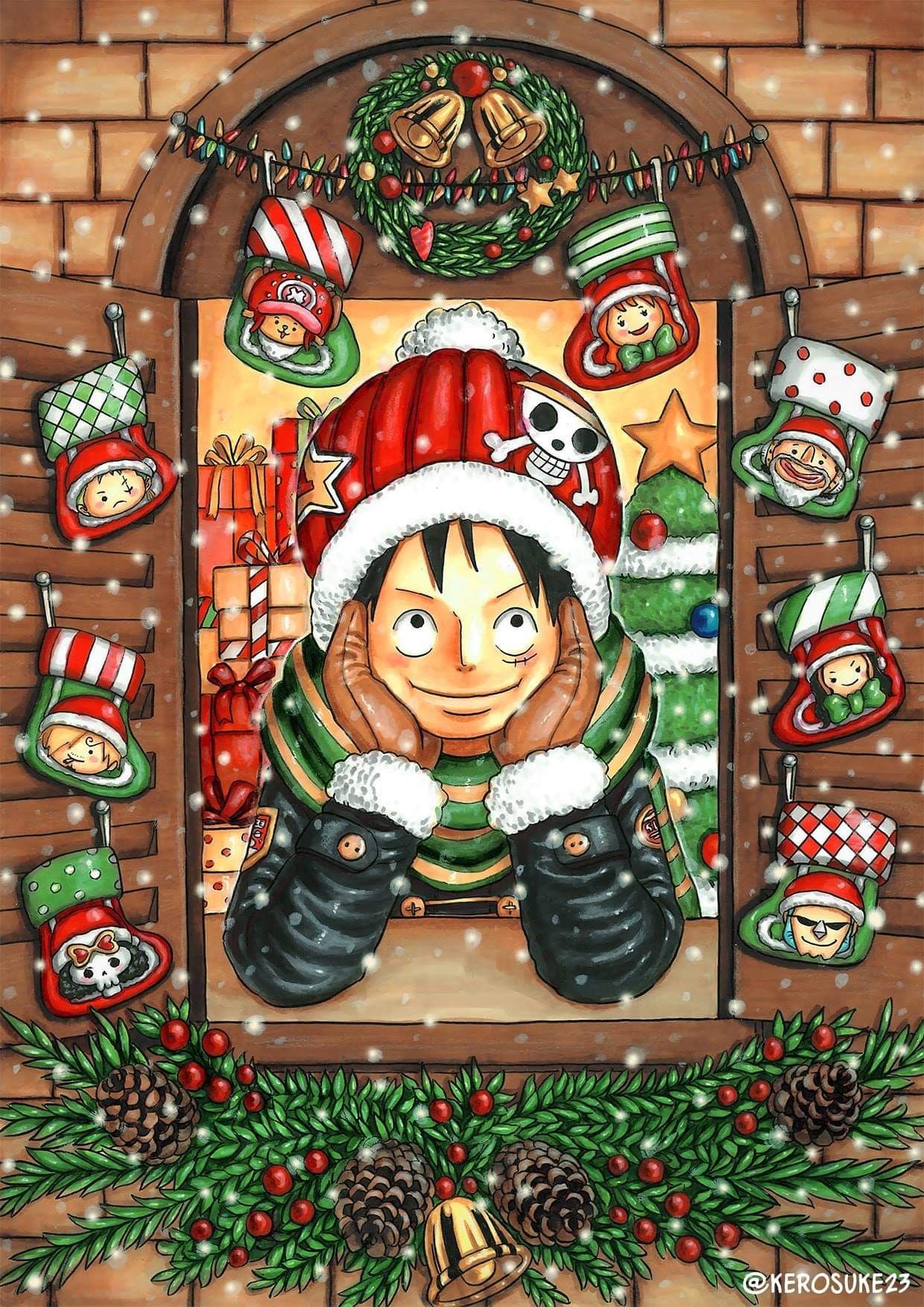 One Piece Christmas Lockscreen